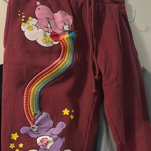 Care Bears Kids Joggers - Maroon with Rainbow Design